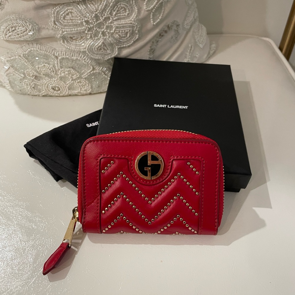 NWOT Giorgio Armani red Mini wallet